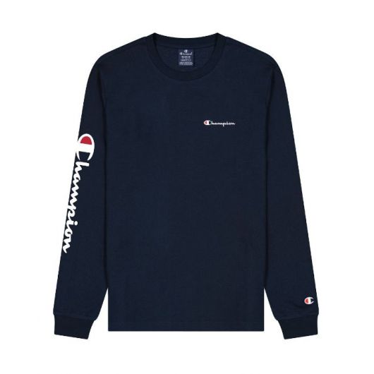 Champion Men s Crewneck Long Sleeve T Shirt in Navy Blue