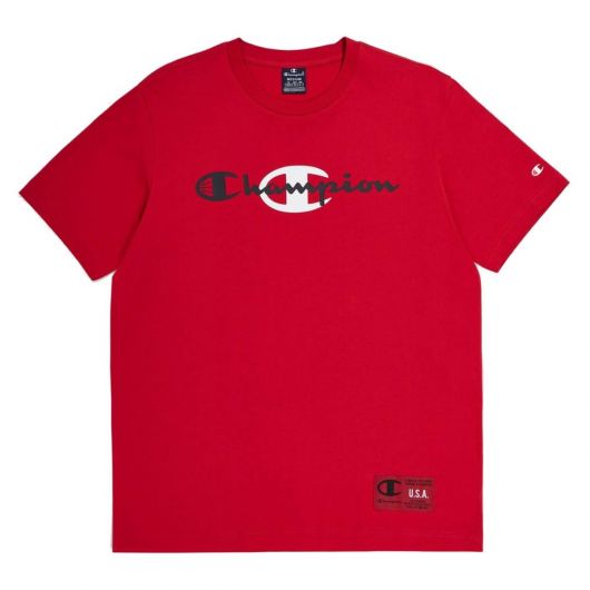 Champion Men s Crewneck Long Sleeve T Shirt in Red 219260