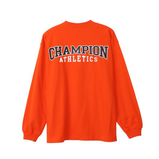 Champion Men s Long Sleeve T Shirt in Orange C3 Y409