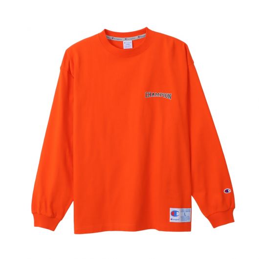 Champion Men s Long Sleeve T Shirt in Orange C3 Y409