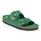 Birkenstock Arizona BB Natural Leather Patent Unisex in High Shine Digital Green