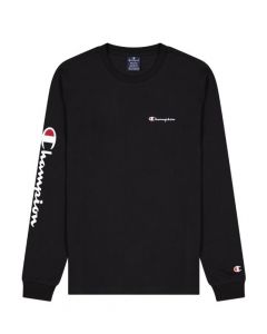 Champion Men's Crewneck Long Sleeve T-Shirt in Black