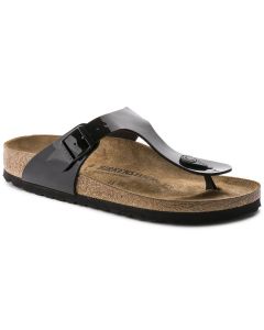 Birkenstock Gizeh Birko-Flor Patent Unisex Regular Width Sandals in Black