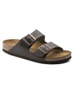 BIRKENSTOCK Arizona Natural Leather Unisex Regular Width Sandals in Dark Brown