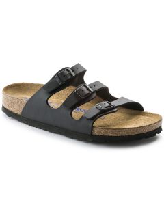 Birkenstock Florida Birko-Flor Soft Footbed Women's Regular Width Sandals in Black