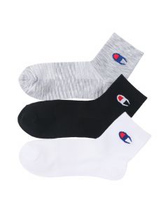 Champion 3 Pairs "C ODORLESS"  Quarter Length Socks Mesh in assorted colors (CMSCS202)